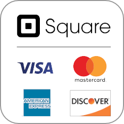 Visa, Mastercard, American Express, Discover, and Square accepted